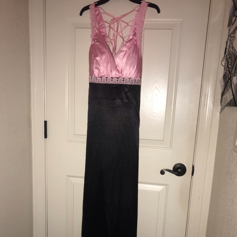 Light pink and black long dress